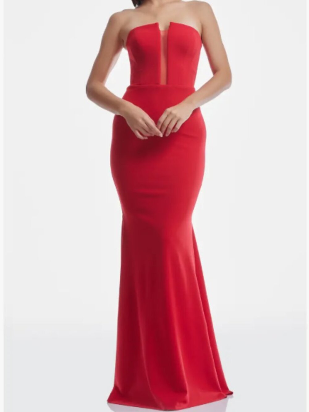 NWT - Dress the Population - Izzy Strapless Mermaid Gown in Rouge - Size Small